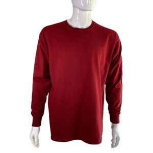 Fruit of Loom Men’s Cotton Dark Red Long Sleeve Cree Neck Tee